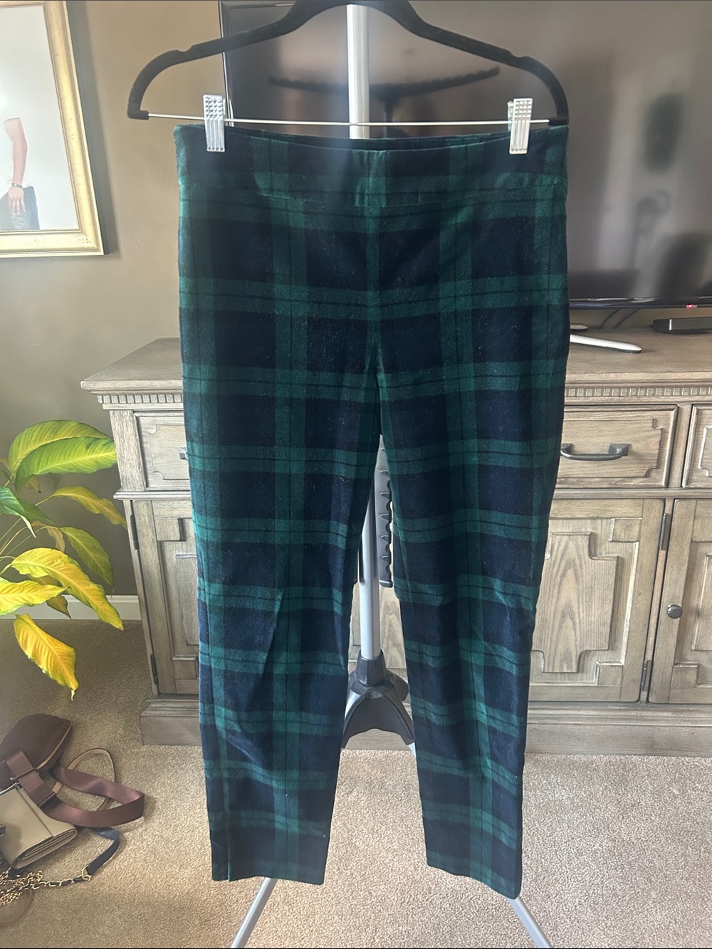Talbots Green and Navy Plaid Straight Leg Pants